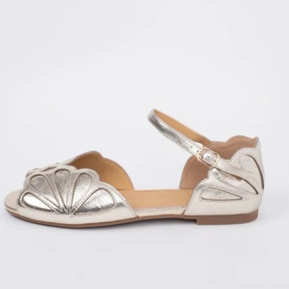 Otto + Ivy Lola Gold Leather Flat Plus Wide Larger Sizes Sandals NWOT 43 / 11‎